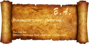 Baumgartner Ambrus névjegykártya